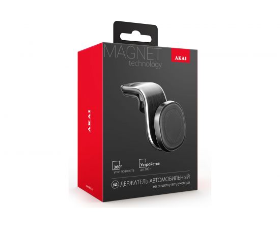 Магнитный автомобильный держатель на решетку воздуховода AKAI черный PM-530MV – изображение 2