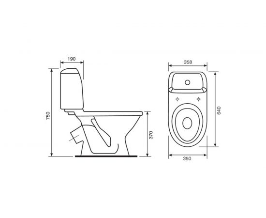 Унитаз-компакт Santeri Соната, косой выпуск, 1-режим, сиденье полипропиленовое, Воротынск 411459 – изображение 2