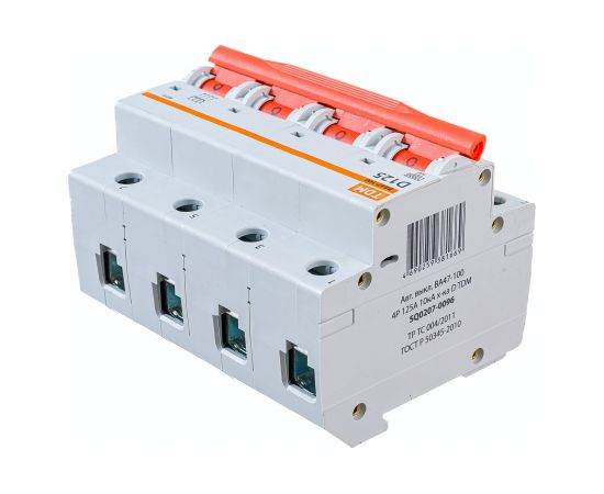 Автоматический выключатель TDM ВА47-100, 4Р, 125А, 10кА, характеристика D SQ0207-0096 – изображение 2