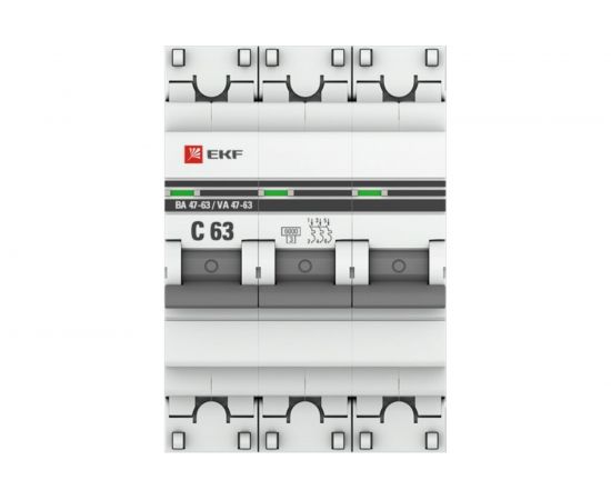 Автоматический выключатель EKF 3P 63А 6кА ВА 47-63 PROxima SQmcb4763-6-3-63C-pro – изображение 2