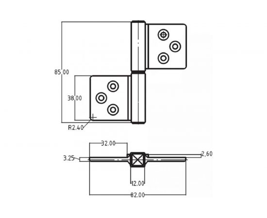 Карточная петля с квадратной осью MORELLI CH-S 85x82 B, разобранная, цвет черный 9012793 – изображение 3