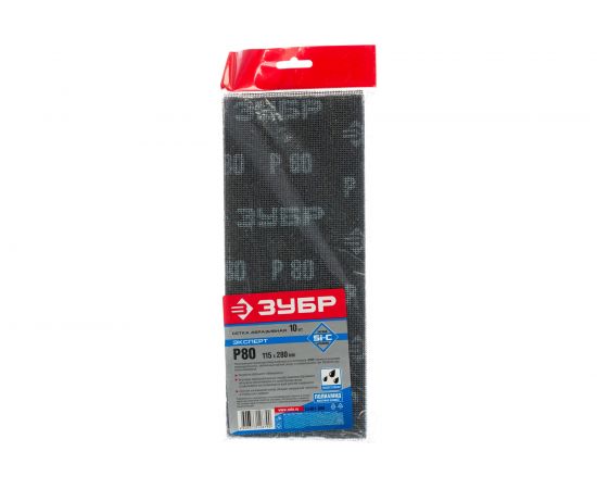 Сетка абразивная шлифовальная водостойкая ЭКСПЕРТ № 80 (10 шт; 115х280 мм) Зубр 35481-080 – изображение 4