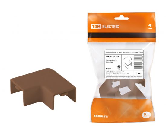 Поворот на 90 градусов TDM КМП 20x10 бук 4 шт./комп. SQ0411-0342 