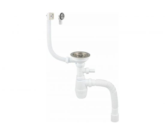 Сифон для мойки Wirquin с выпуском D90 мм с отводом для стир.машины, универсал 30987144 