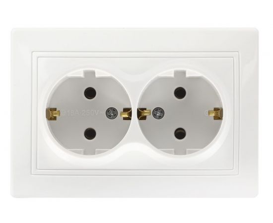 Розетка Smartbuy 2-местная с заземлением 16А белая Венера SBE-01w-16-S2-Z 