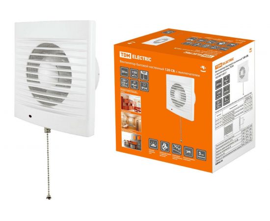 Бытовой настенный вентилятор TDM 120 СВ, с выключателем, SQ1807-0017 