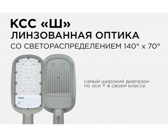 Консольный светодиодный светильник Apeyron 30Вт, 3300Лм, 5000К, IP65, КСС -Ш, 380x172x65мм / 29-01 – изображение 12