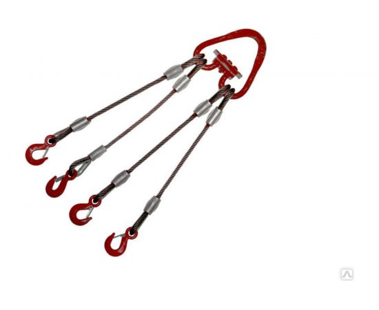 ООО КанТраст Строп канатный стальной четырехветвевой 4СК 5,0/6000 (опрессовка) артикул 4SKO56000 – изображение 2