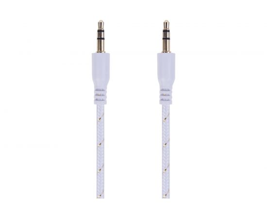 Кабель AUX аудио 3.5 мм REXANT в тканевой оплетке 1 м белый 18-4070 – изображение 2