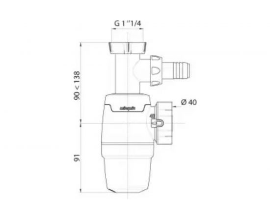 Сифон WIRQUIN NEO 1 1/4х40 мм., без выпуска, с отводом под стиральную машину 30987070 – изображение 2