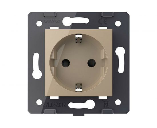 Электрическая розетка LIVOLO с заземлением защитными шторками 16A, зажимы, цвет золотой (механизм) VL-FCTC16A-2APS01 – изображение 2