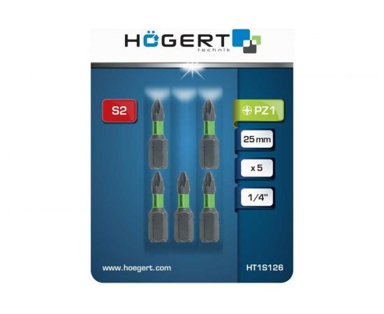 Биты ударные PZ1, 25 мм, сталь S2, 5 шт HOEGERT TECHNIK HT1S126 – изображение 3