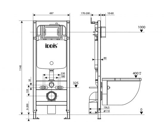 Комплект 2 в 1 IDDIS Optima Home инсталляция и клавиша смыва OPH00GCi32K – изображение 4