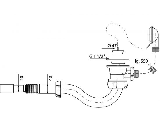 Слив-перелив Wirquin с сифоном, S-образный, 1 1/2x40 мм., с гофротрубой, 40x40/50 мм 30718060 – изображение 5