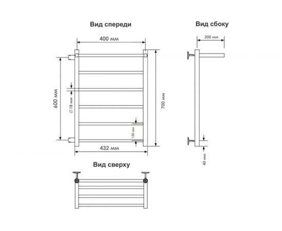 INDIGO Полотенцесушитель Line с/п (н.р.1") 70/40 м/о 60 бок.подкл.слева LLSHSW70-40BRL-б/п-60 – изображение 6