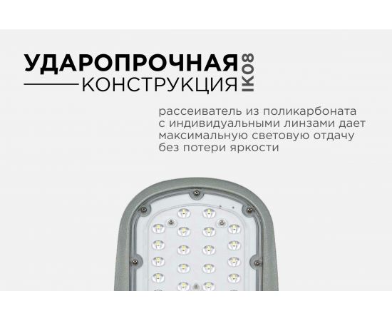 Консольный светодиодный светильник Apeyron 30Вт, 3300Лм, 5000К, IP65, КСС -Ш, 380x172x65мм / 29-01 – изображение 7