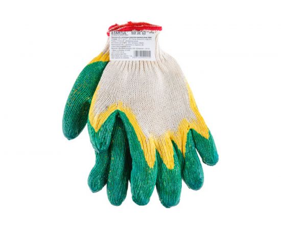 Хлопчатобумажные перчатки с латексным покрытием STARTUL ЛЮКС размер 9 ST7199 