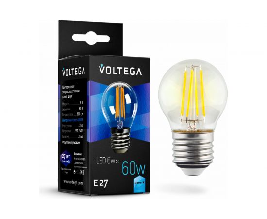 Светодиодная лампа VOLTEGA Шар Е27 4000К 6W 7024 