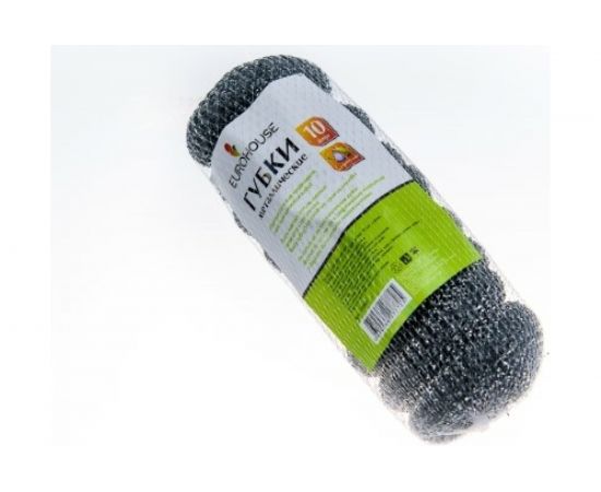 Металлическая губка EUROHOUSE спираль 10 шт в сетке 11994 