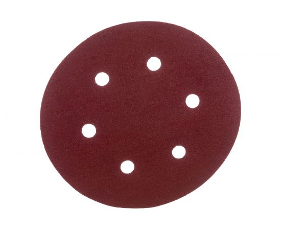 Круг абразивный на ворсовой подложке под липучку, перфорированный (5 шт; 150 мм; 6 отв.; P180) MATRIX 73843 