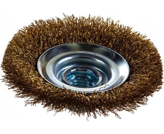 Щетка коническая (100 мм; М14; витая латунированная стальная проволока 0.3 мм) для УШМ 35267-100_z02 – изображение 2