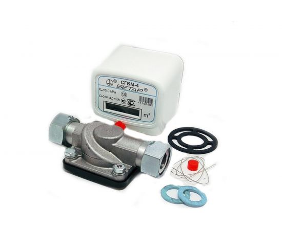 Счетчик газа бытовой с двумя накидными гайками Бетар СГБМ-4.0 Бет.4.0-2гайки – изображение 2