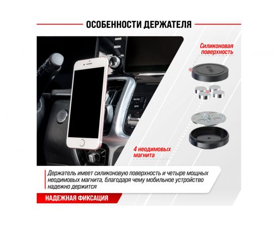 Держатель телефона SKYWAY магнитный на дефлектор, черный S00303011 – изображение 3