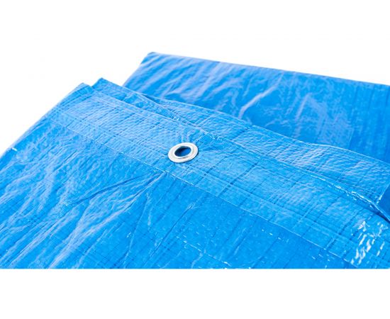 Универсальный тент-полотно Зубр из тканого двухслойного полимера с люверсами водонепроницаемый 3х5 м 12550-03-05 – изображение 4