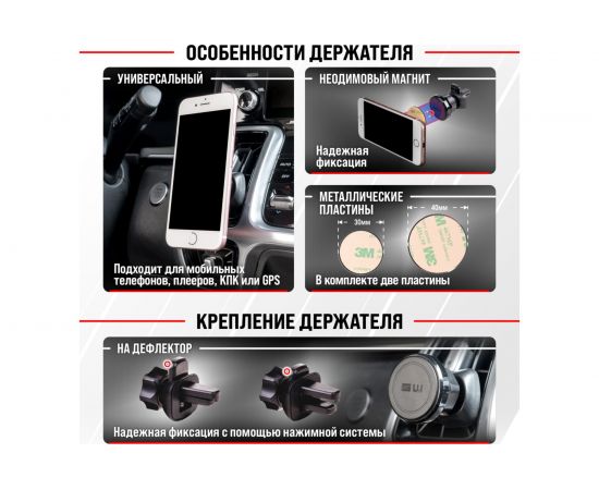 Держатель телефона SKYWAY магнитный на дефлектор, черный S00303011 – изображение 9