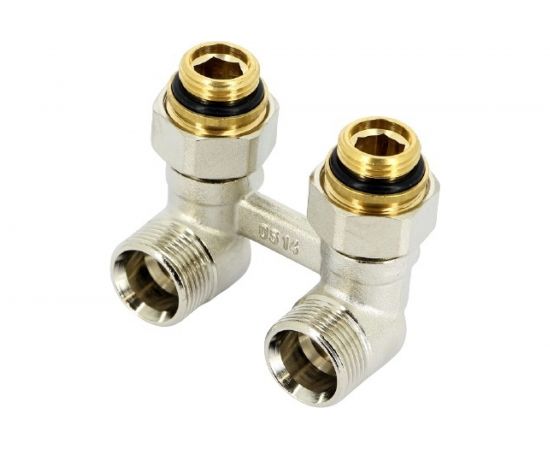 Угловой узел Rehau НН 1/2х3/4 ЕК с накидной гайкой шар краны для радиаторов с нижним подводом 240737 