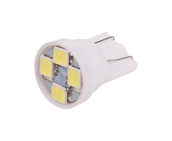 Автолампа диод SKYWAY T10*W5W* 12V 4 SMD Блистер без цоколя 1-конт Белая компл. 2 шт. Габариты, S08201340 