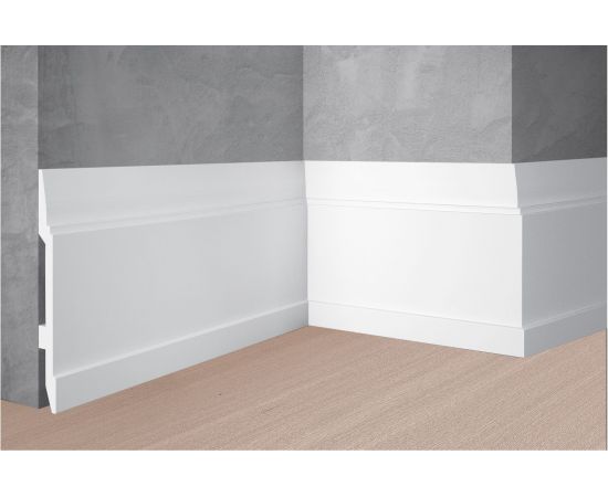 Напольный плинтус Stenopol ударопрочный влагостойкий под покраску 150х17х2000 мм C7104 