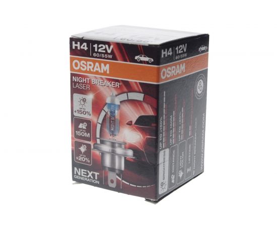 Автолампа OSRAM H4 60, 55 P43t+150% NIGHT LASER 4050K 12V, 1, 10 64193NL 