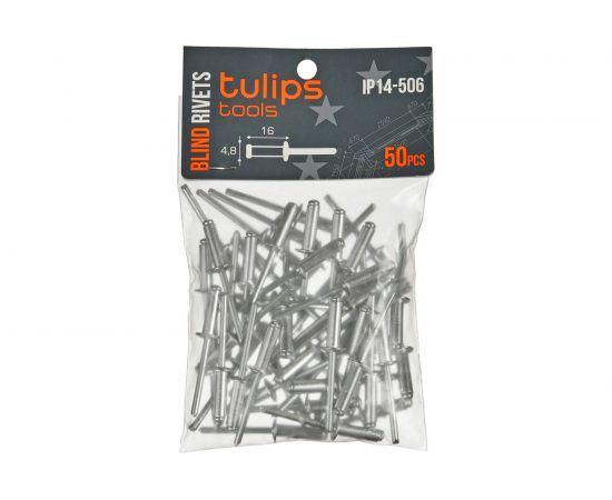 Вытяжные заклепки Tulips tools 4.8х16 мм, 50 шт IP14-506 