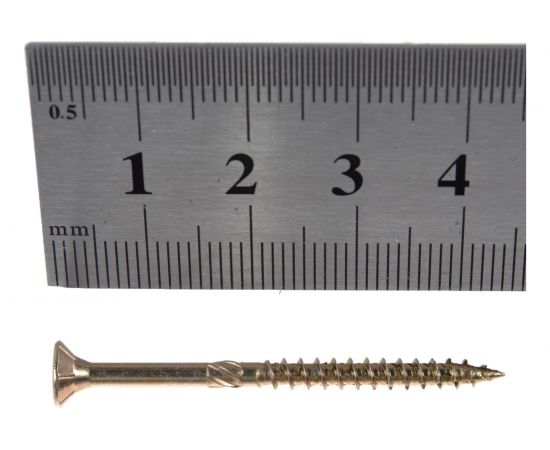 Конструкционный самозенкующий саморез BULLIT TORX15 3.5x45, желтый, потайной, 14 шт., подвес 14-0016230 – изображение 4