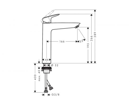 Смеситель для раковины HANSGROHE Logis 190 без донного клапана 71091000 00000042594 – изображение 7
