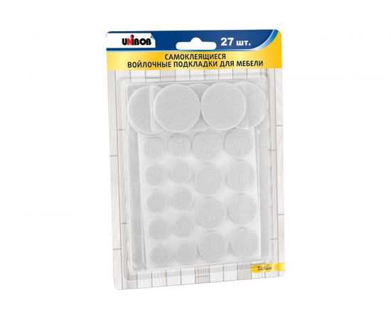 Самоклеящиеся войлочные подкладки для мебели Unibob белые, упак. 27 шт. 215020 