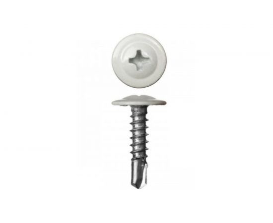 Саморез Стройметиз 4,2х19 металл-металл с прессшайбой, сверло, RAL 9003, уп. 20 шт. европодвес 2530121 