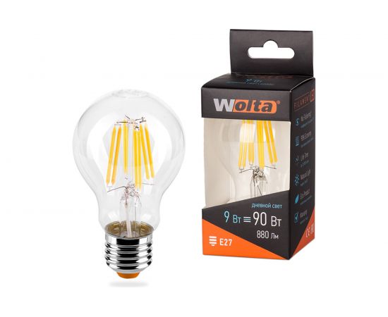 Лампа LED Wolta FILAMENT, 4000К, 25S60BLFT9E27 