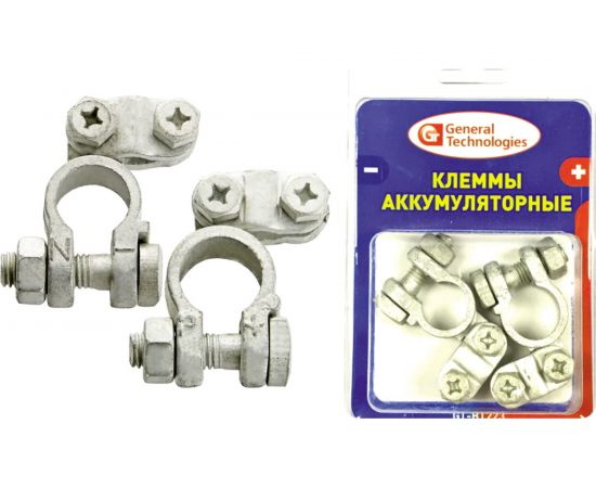 Клеммы для АКБ General Technologies под планку Тип EURO 2 шт "+" "-" /латунь/ GT-ВТ223 