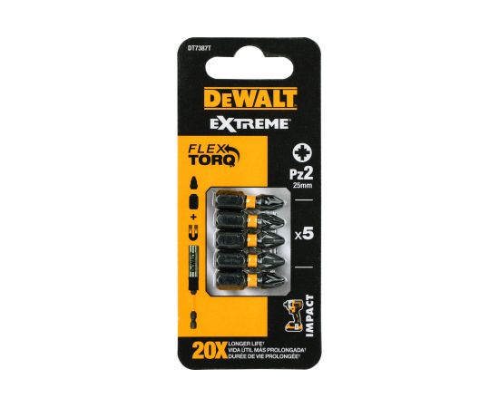 Биты ударные IMPACT Torsion Pz2, 25мм, 5шт. DEWALT DT7387T 