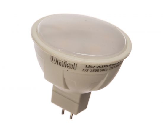 Светодиодн��я лампа Uniel Форма JCDR, матовая. Серия ЯРКАЯ LED-JCDR 6W/NW/GU5.3/FR PLP01WH UL-00002422 