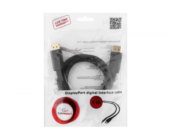 Кабель Cablexpert Display Port, 1м, 20M/20M, пакет, черный экран CC-DP-1M – изображение 3