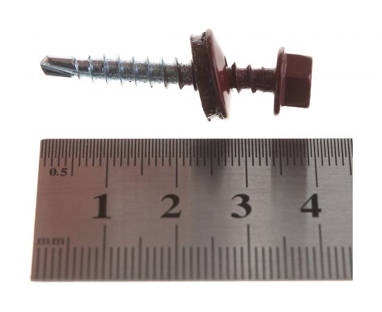 Кровельный саморез ГОСКРЕП 4.8х35 RAL 3005 красное вино 250 шт., б.пл.конт. 1000 мл 2-0016630 – изображение 3