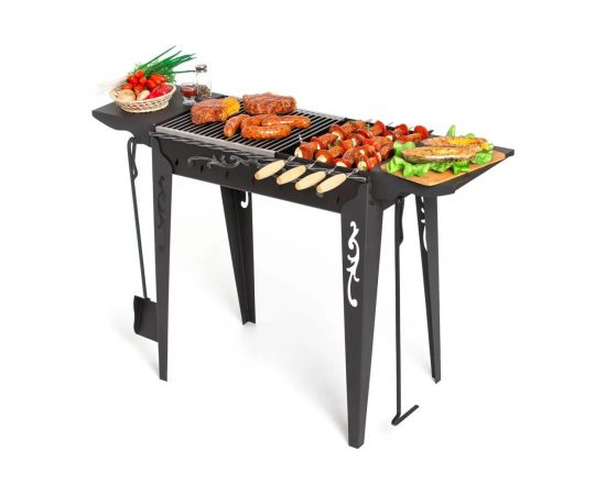 Садовый мангал с двумя боковыми полками GRATAR МС 740 – изображение 3