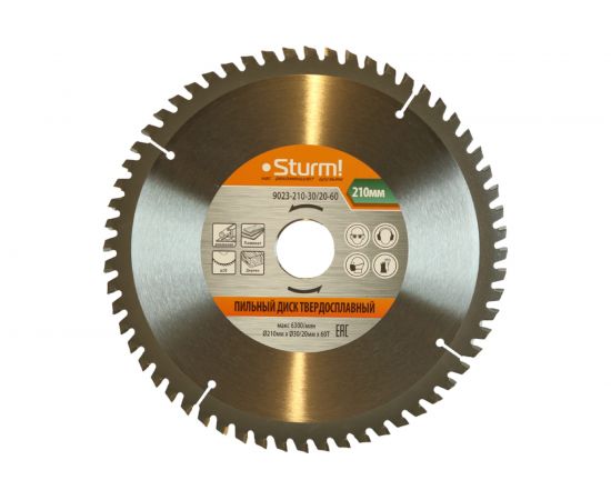 Диск пильный (210x30/20 мм; 60 зубьев; Мульти рез) Sturm 9023-210-30/20-60 
