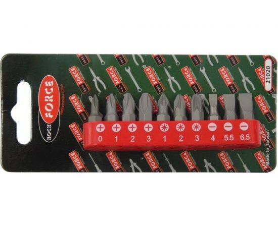 Набор вставок 1/4""DR (10 шт; PH0-3/PZ1-3/SL4-6.5; 25 мм) ROCKFORCE RF-21020 