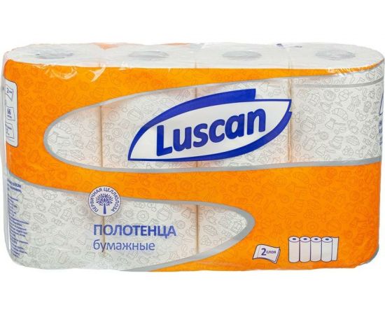 Бумажные полотенца Luscan 2-слойные, белые, 4 рулона по 17 метров 1130765 