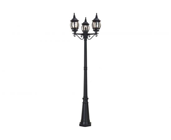 Садово-парковый светильник, столб 3*100W E27 230V, черный Feron 8115 11214 