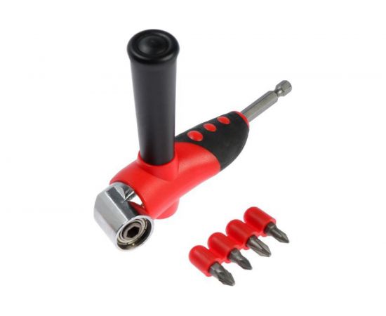 Адаптер угловой с набором бит 4 шт для дрели TUNDRA 3640679 